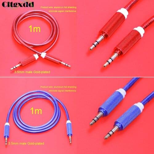 Cltgxdd 1m Aux Cable Gold-plated Plug 3.5mm Male to Male Jack Auto Car Audio Cable Cord For Notebook mobile phone MP3 DVD TV