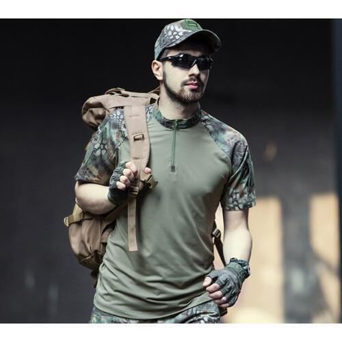 Summer pythons Camouflage Outdoor T Shirt Men Army Combat Military Uniform Tactical Quick Dry Sport hunting T-Shirt