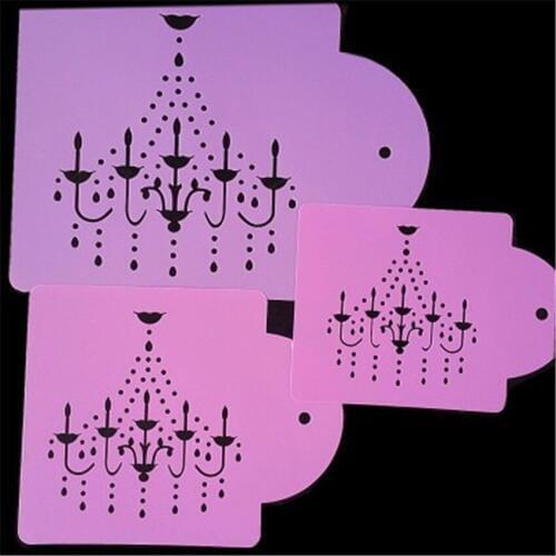 Chandelier 3pcs mold shield DIY cake scrapbook stencils hollow Embellishments printing lace ruler Valentines Day