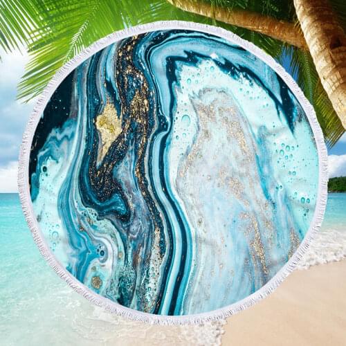 Marble Printing Beach Towel 150cm Microfiber Round Beach Swimming Bath Towel Quicksand Geode Summer Beach Towel
