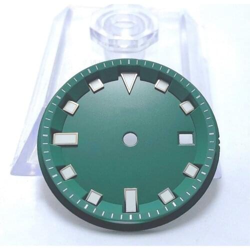 No logo Aseptic 32.5mm Square Dial Date Kit ETA 2824/2836 Miyota 8215/8205/821A Movement Mens Watch Night Plate Parts green