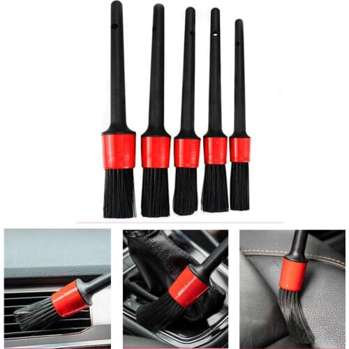 5pcs Car Wash Car Detailing Brush Mixed Fiber Plastic Handle Automotive Detail Brushes for Cleaning Wheels Engine Interior