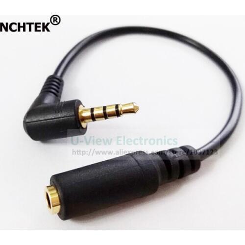 NCHTEK Black Color 90 Degree Right Angled 3.5mm 4 Poles Audio Stereo Male to Female Extension Cable 20CM/Free Shipping/2PCS