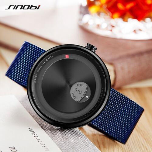 SINOBI Creative Quartz Watch Mens Blue Fashion Watches Reloj Hombre 2019 Top Brand Luxury Stainless Steel Watches For Men #9743