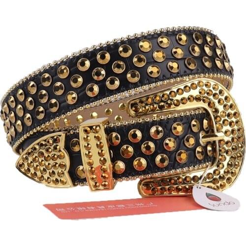 Punk Belt Western Cowgirl Rhinestones Bling Belts Removable Buckle Diamond Studded Belt for Women Men Cinturones Para Hombre