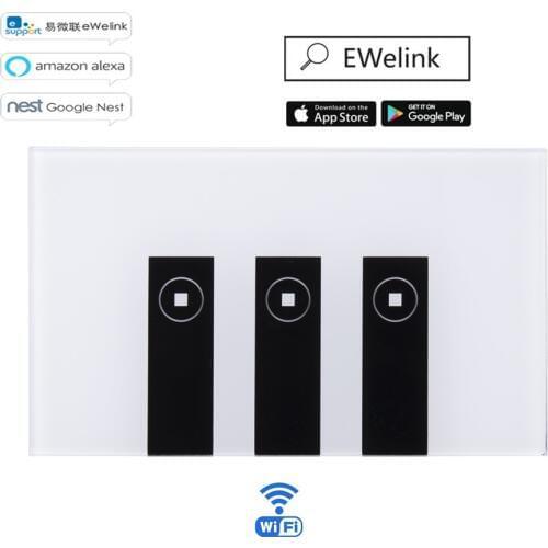Ewelink APP US 3 Gang Wall Touch Wifi Switch Smart Home Light Wireless Switch Remote Control Works With Alexa