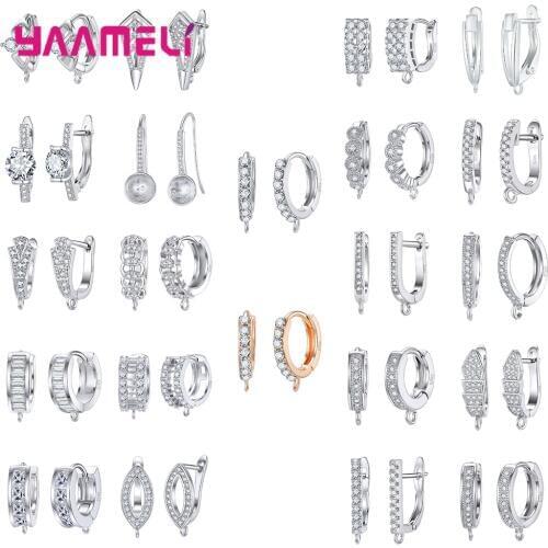 100% Authentic 925 Sterling Silver Women Earrings Findings Sparkling AAA Zircon Handmake DIY Jewelry Accessories Wholesale