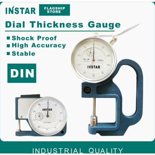 INSTAR Dial Thickness Gauge 0-10mm Mini Gage DIN Quality Indicator 0-25mm x 0.01mm