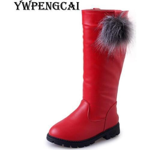 High Knee Girls Boots Size 26-37 Autumn Winter Kids Soft PU Leather Long Martin Boots Good Quality Girls Zipper Rubber Boots
