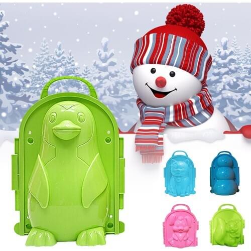 Winter Snowman Penguin Thickened Snowball Maker Clip Cat Rabbit Squirrel Snow Sand Mold Clamp Tool Kids Outdoor Play Fun Toy