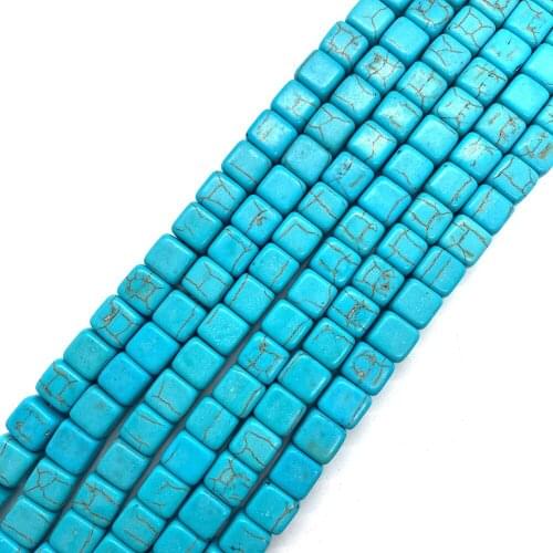 Gemstone Green Turquoise Bead Square Bead Jewelry Making DiyHandmade Exquisite Chinese Style Necklace Bracelet Earring Wholesale