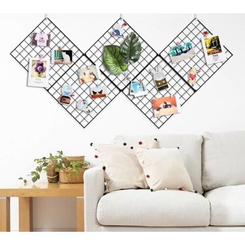 20x20CM Nordic Iron Shelf Grid DIY Home Decor Wall Decoration Photos Frame Postcards Wall Art Display Mesh Organizer Holder Rack