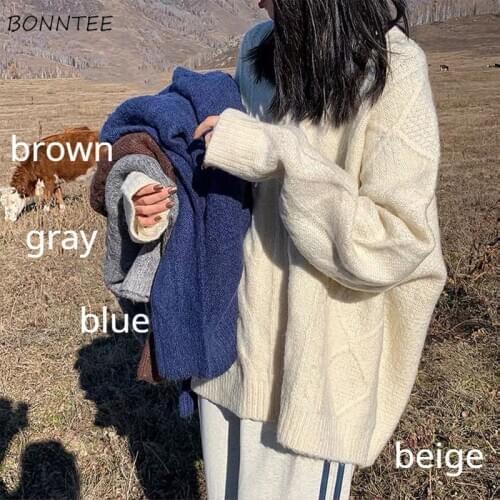 Sweater Women Spring Ulzzang Daily Ins Loose Vintage Outerwear All-match Classic Retro Design Teens Couple Unisex Plus Size 3XL