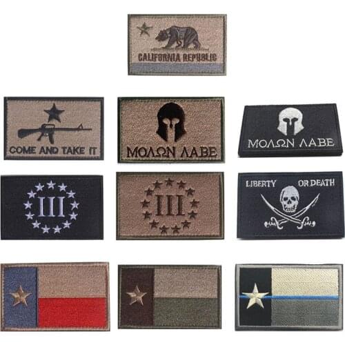 1set Military Patches Embroidery Gun Skull Army Tactical Badges Armband Clothing Backpack Decor with Hook&Loop