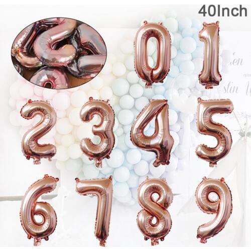 1pcs 40 Inch Rose Gold Aluminum Foil Number Digital Balloon Birthday Party Decoration