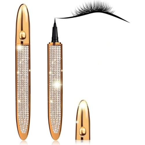 Q1FB 2 in 1 Self-adhesive Eyeliner Pen Multi-Use Glitter Liquid Lash Liner No Glue Needed Quick Drying Long-Lasting