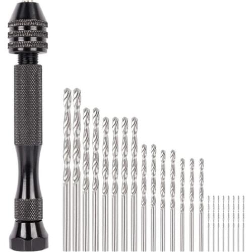 26Pcs Hand Drill Bits Set Pin Vise Woodworking Hand Mini Drill for Model Resin Jewelry Hole Maker Puncher Jewelry Tools