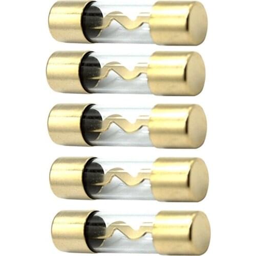 5Pcs 60A/80A/100A Fuse tube Fuse Gold Plated Glass AGU Fuse Holder Fuses Pack Car Audio Amp Amplifier New mini fuse