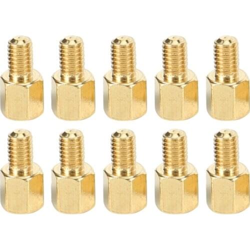 50 Pcs Brass Screw PCB Standoffs Hexagonal Spacers M3 Male x M3 Female 5mm