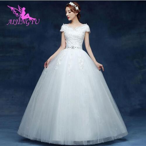 AIJINGYU 2021 sweet Customized new hot selling cheap ball gown lace up back formal bride dresses wedding dress WU132