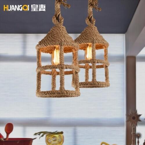 American country industrial hemp hand woven chandelier bar retro coffee theme hall bar small Chandelier