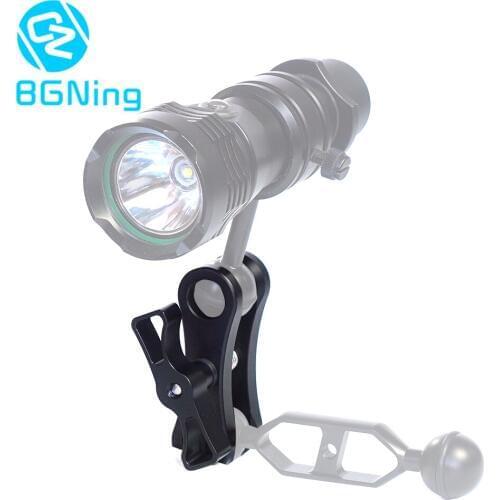BGNing Diving Dual Ball Clamp 60mm Long Butterfly Clip w/ Light Extension Arm 5inch Underwater Float Tray Bracket Mount Adapter