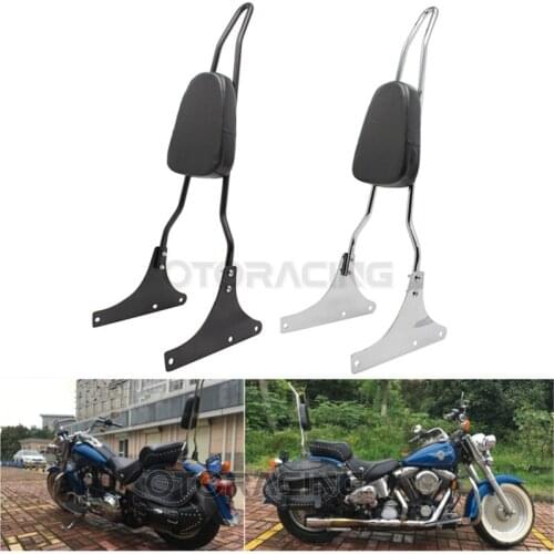 Motorcycle Black/Chrome Backrest Sissy Bar For Harley Fat Boy Softail Heritage Classic FXSTC FLST FLSTC FLSTNSE 1984-2005