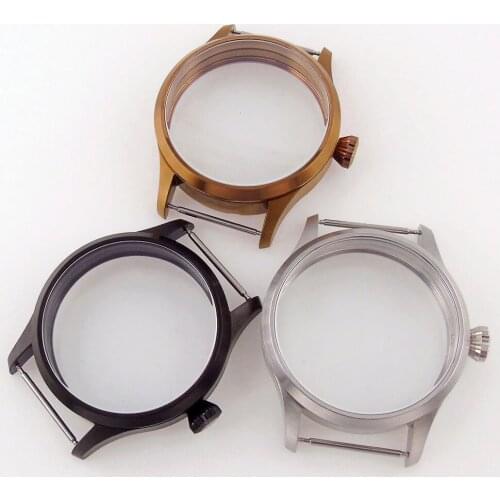 Black/Bronze Plated 42mm Sterile Manual Watch Case Parts For ETA 6497/6498 ST 3600/3620 Hand Winding Mineral/Sapphire Glass