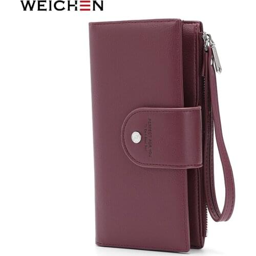 WEICHEN Brand Designer Long Wallet Soft PU Leather Womens Purse Female Simple Fashion Clutch Bags Ladies Coin Purses Carteras