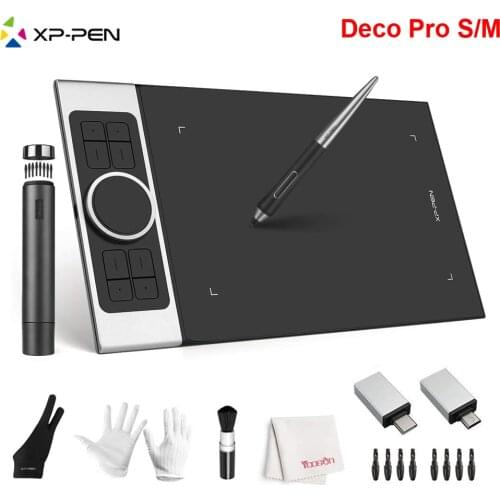 XP-Pen Deco Pro S M Drawing Tablet Graphics Tablet 8192 Pressure Battery-Free Pen Stylus with Tilt Function 8 Hotkey for Art