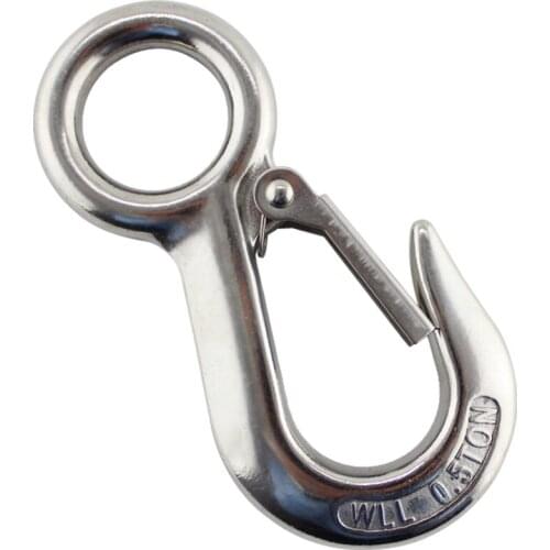 0.2T 0.3T 0.5T 316 Stainless Steel Round Eye Lifting Snap Hook Cargo Snap Hook Crane Hook Marine Rigging Hardware Accessories