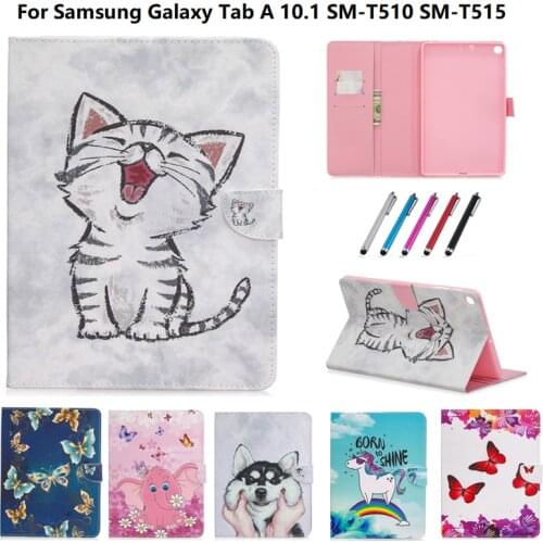 Flip Leather Shell Capa For Tab A10 1 Funda Case For Samsung Galaxy Tab A 10.1 Cover 2019 T510 T515 SM-T510 SM-T515 Coque +Pen