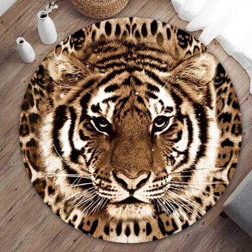 Nordic Tiger Printed Round Carpet for Living Room Bedroom Floor Mat for Children‘s Room Computer Chair Mat 140cm Parlor Area Rug