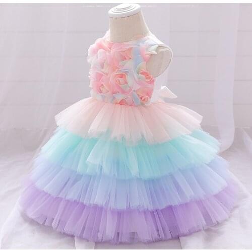Lace Petal Toddler Baby Girl Infant Princess Dress Baby Girl Wedding Dress Cake Tutu Kids Party Vestidos for First Year Birthday