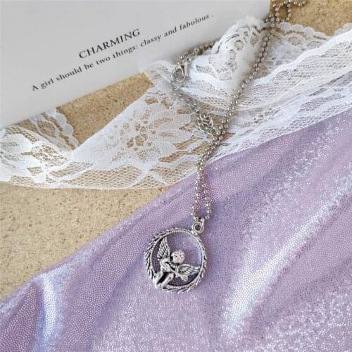 Fashion Playing Music Angel Pendant Neckalce for Women Simple Cute Music God Beads Chains Neckband Girl Party Gifts