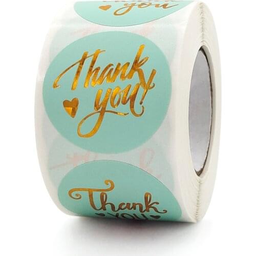 500pcs 1.5" Thank You Stickers Roll Gold Foil Adhesive Labels for Gift Bags, Wedding, Birthdays, Holiday Party Favors,Envelope