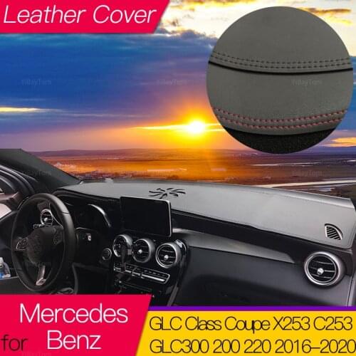 For Mercedes Benz GLC Class Coupe X253 C253 Anti-Slip Mat Dashboard Leather Dashmat Carpet Accessories 2016 2018 GLC300 200 220