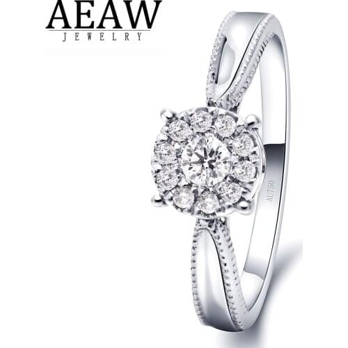 Natural Diamond Halo Engagement Ring Classic Snowflake 18k White Gold 0.22CTTW Real Natural Diamond Wedding Ring For Women