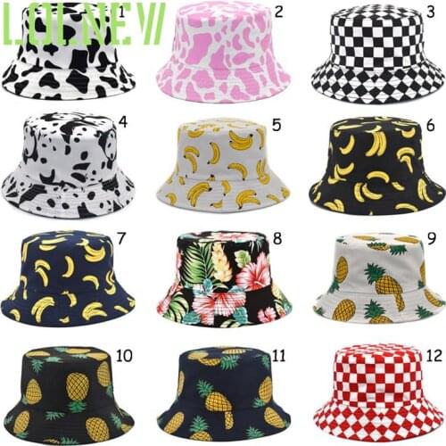 New Fashion Reversible Black White Cow Pattern Bucket Hats Fisherman Caps For Women Gorras 2021 Summer