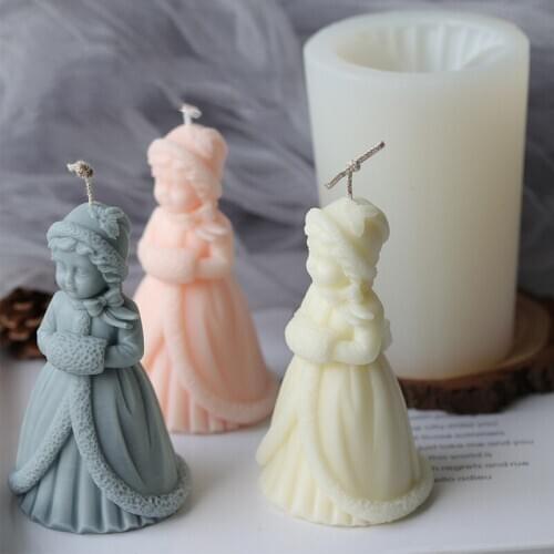 Christmas Princess Silicone Candle Mold 3D Aromatherapy Plaster Soap Perfume Handmade Ornaments Mould Christmas Decoration