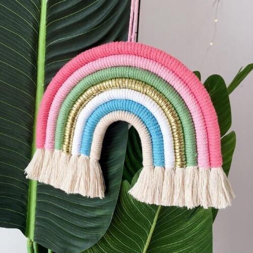Nordic Hand-woven Boho Rainbow Tassel Rope Children Room Decoration Pendant 57BF