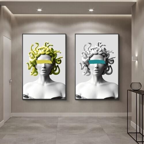 Vaporwave Sculpture Of Medusa Wall Paintings Print On Canvas Art Posters And Prints Cover Face Art Of Medusa Pictures Home Decor
