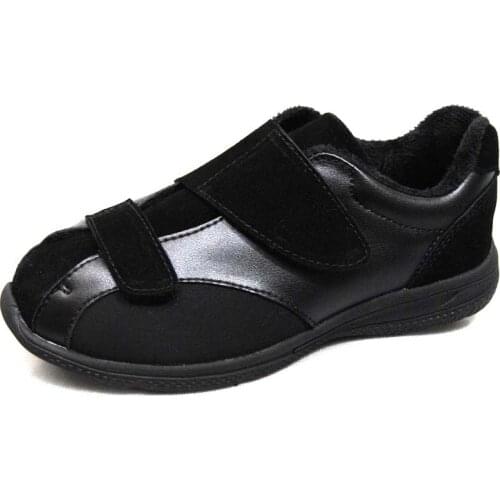 Autumn and winter old people with velvet warm walking shoes with fat and wide Velcro breathable leisure shoes