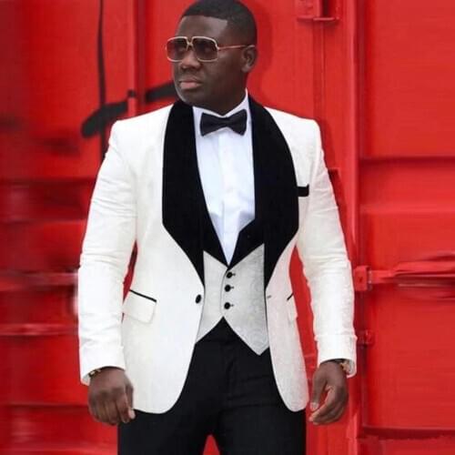 South Africa Handsome Groom Shawl Lapel Blazers 3 Piece Set Mens Suits Formal Wedding Jacket+Vest+Pants Male Clothing Tuxedo