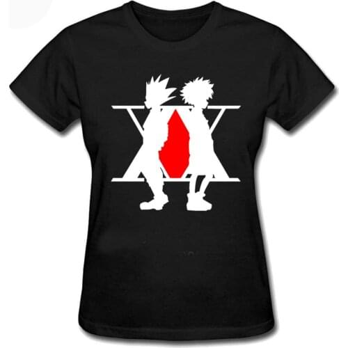 Hunter X Hunter Anime HXH T-Shirt Print Women Casual Ladies Tee Shirts Black T-shirt Female Koszulki Damskie