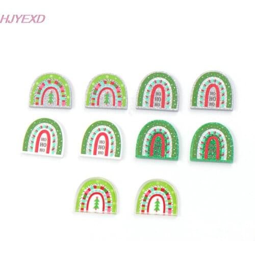 10pcs /lot) 18mm Rainbow For Earrings Christmas HO HO HO Glitter Acrylic Jewelry Making Accessories