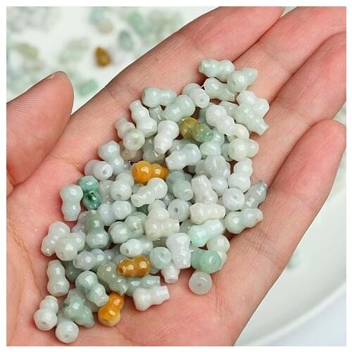 10PC Natural jade Emerald gourd 12mm Bead Accessories DIY Bangle Charm Jewellery Fashion Hand-Carved Luck Amulet