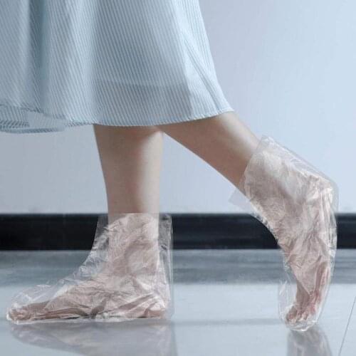 100pcs/set Disposable Plastic Foot Covers Transparent Shoes Cover Paraffin Bath Liner Booties SPA Exfoliating Foot Care Supplies