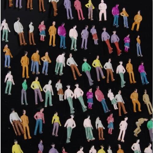 100 Pcs Painted Mixed Woman Man People Figures Train Street Park 1:75 Scene