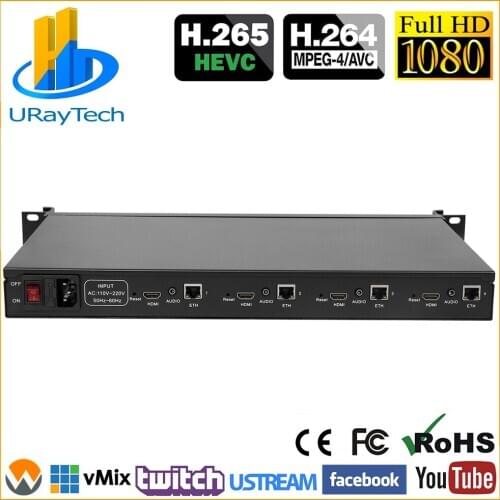 1U Rack 4 Channel H264 H.264 1080P 1080I HDMI Encoder 4 In 1 HDMI To IP Streaming Video Encoder IPTV RTMP UDP HLS RTSP ONVIF